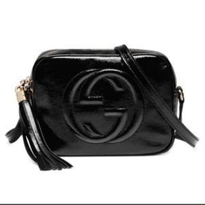 GUCCI Soho Patent Leather Disco Bag, Black